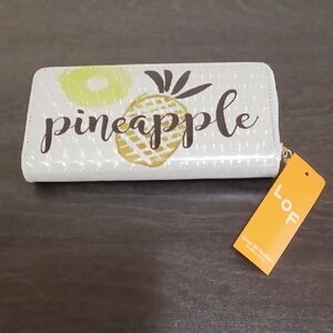 LOF Pineapple Graphic Wallet - White and Yellow